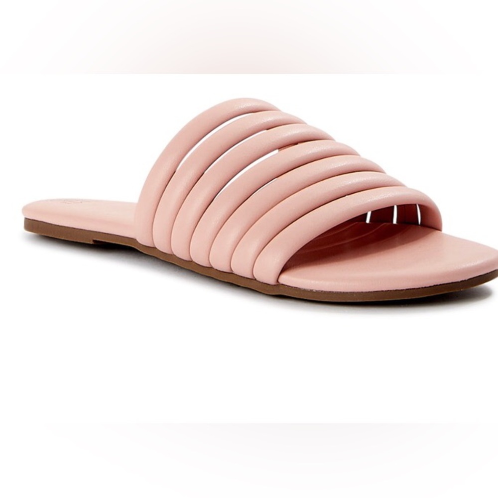 TIME and TRU Sandals Size 10 Multi Band Slides Blush Color New
